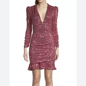 Rebecca Vallance Mona Rouched Sequin Mini Dress